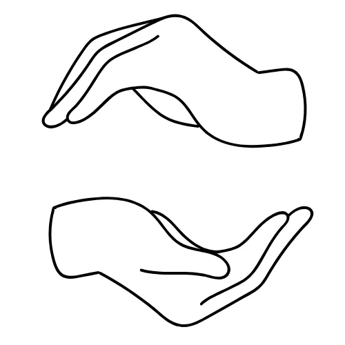 Two open hands, one cupped above the other, with space between them.